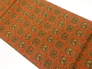 連珠狩猟文模様織出し全通袋帯